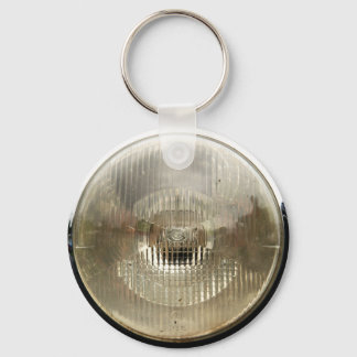 Klassieke koplamp met ronde, heldere glazen lens sleutelhanger