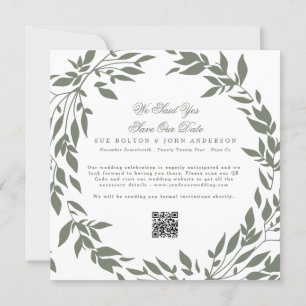 Klassieke Krans Witte Wijze Groene Foto QR Bruilof Save The Date