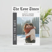 Klassieke Krant Trouwwinter Foto Save The Date (Staand voorkant)