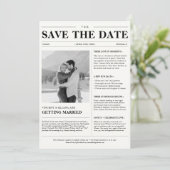 Klassieke krant Winter Wedding Foto Save The Date (Staand voorkant)