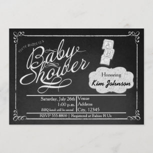 Klassieke krijtbabyborrel krijtbord uitnodiging