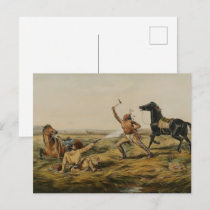 Klassieke kunst van een gevechtsscène aan de Wilde Briefkaart
