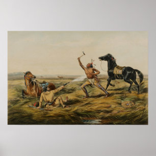 Klassieke kunst van een gevechtsscène aan de Wilde Poster