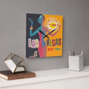 Klassieke Las Vegas gokken reisposter kunst Vierkante Klok