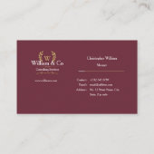 Klassieke Laurel krans Bourgondië Goud Monogram Visitekaartje (Achterkant)