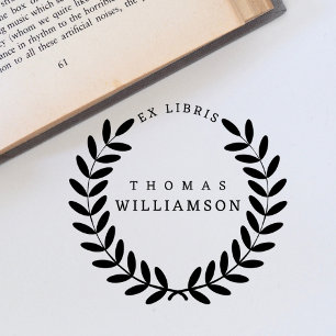Klassieke Laurel WreatCustom Name Ex Libris Book Rubberstempel