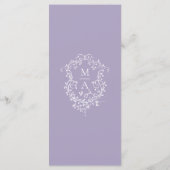 Klassieke lavendel bloemenslag bruiloft menu (Achterkant)