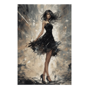 Klassieke LBD digitale tekening AI-ontworpen jurk Perfect Poster