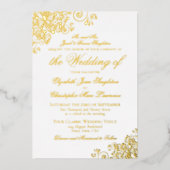 Klassieke legantie goud op witte officiële bruilof folie uitnodiging (Voorkant)