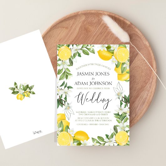 Klassieke Lemon Greenery Zomerbruiloft Kaart