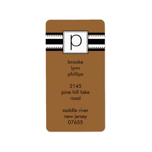 Klassieke letter P monogram verticale Adresetikett Etiket (Voorkant)