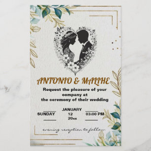Klassieke liefde bruiloft uitnodiging briefpapier