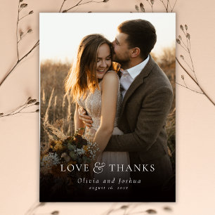 Klassieke Liefde en Dank Typografie Foto Bruiloft Bedankkaart