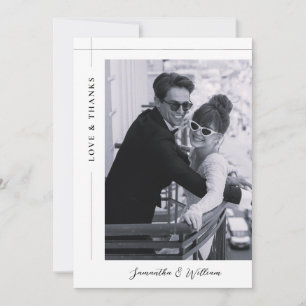 Klassieke Liefde en Dank Zwart Wit Foto Bruiloft Bedankkaart
