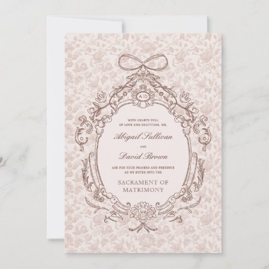 Klassieke Lijst Katholieke bruiloft uitnodiging (Voorkant)