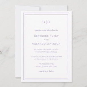Klassieke Lila QR-code Elegante bruiloft Kaart
