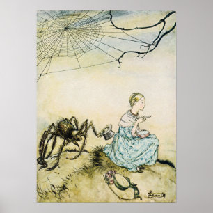 Klassieke Little Miss Muffet door Arthur Rackham Poster
