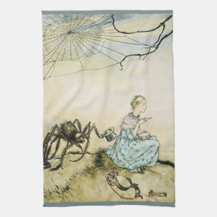 Klassieke Little Miss Muffet door Arthur Rackham Theedoek