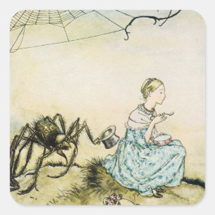 Klassieke Little Miss Muffet door Arthur Rackham Vierkante Sticker