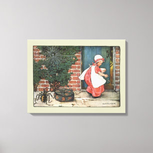 Klassieke Little Miss Muffet Spin Kinderrijmpje Canvas Afdruk