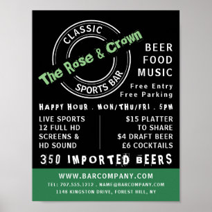 Klassieke Logo sportbalk, Pub/Brewery Adverteren Poster