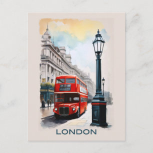 Klassieke Londen Engeland Rode Bus Reis Briefkaart