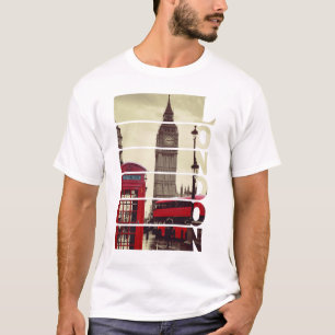 Klassieke Londense Big Ben & Rode Bus Foto Kunst T-shirt