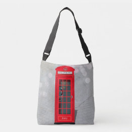 Klassieke Londense rode telefooncel met naam Crossbody Tas