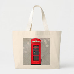 Klassieke Londense rode telefooncel met naam Grote Tote Bag