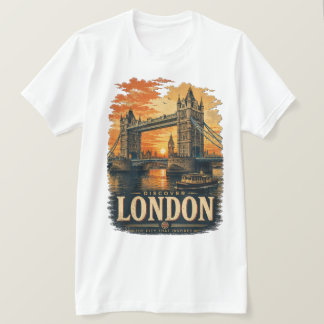 Klassieke Londense Tower Bridge Zonsondergang Retr T-shirt