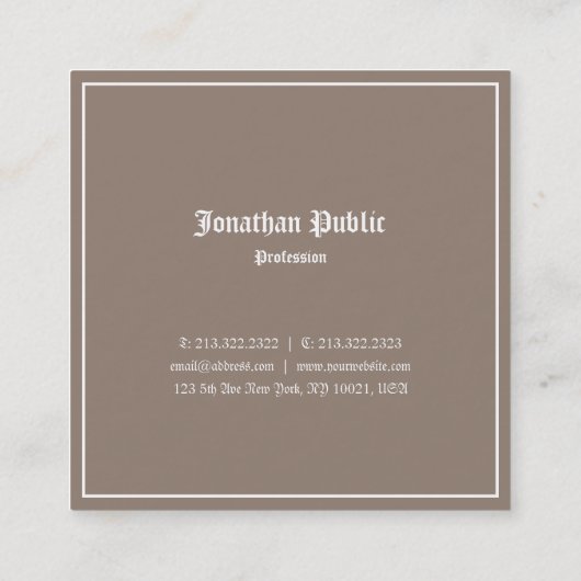 Klassieke look Elegant design Professioneel Nostal Vierkante Visitekaartje (Achterkant)