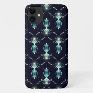 Klassieke look van blauwe Pareltjes met gloeiend l iPhone 11 Hoesje