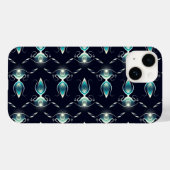 Klassieke look van blauwe Pareltjes met gloeiend l Case-Mate iPhone Case (Achterkant (horizontaal))