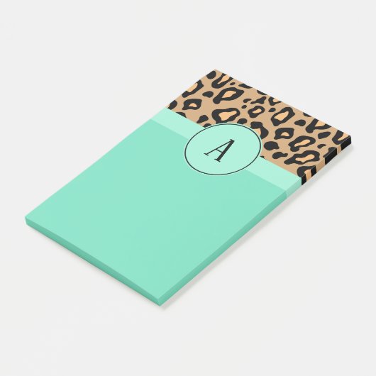 Klassieke Luipaard Monogram Post It Notities Post-it® Notes (Schuin)