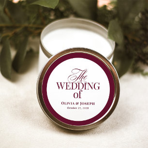 Klassieke Luxe Elegant Burgundy en Witte Bruilof Ronde Sticker