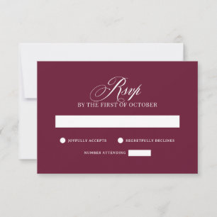 Klassieke Luxe Elegante Burgundy Rode Trouwdag RSVP Kaartje