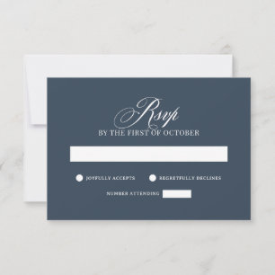 Klassieke Luxe Elegante Navy Blauwe Trouw RSVP Kaartje