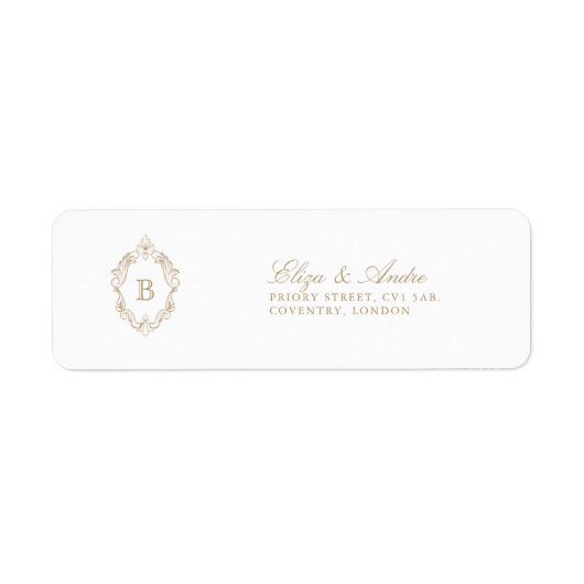 Klassieke Luxe Gold Monogram Return Address Labels (Voorkant)