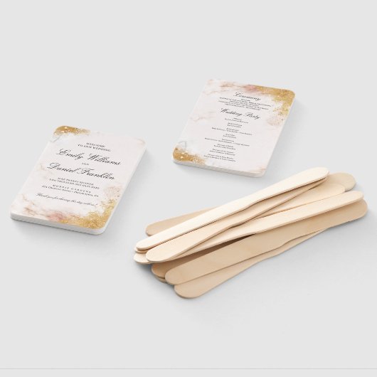 Klassieke Luxe Marble Wedding Program Fan Handwaaier (Niet-gemonteerd)