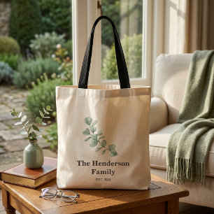Klassieke luxe sagegroene familietraditie tote bag