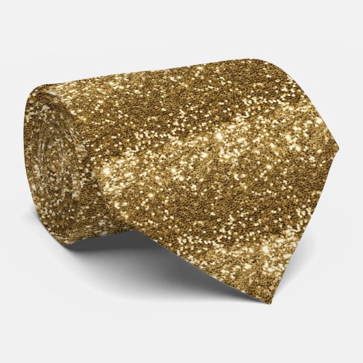 Klassieke luxe Sparkly Gold Glitter gelaagd Stropdas (Opgerold)
