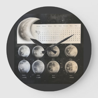Klassieke maanfasen - Retro Celestial Calendar PR Grote Klok