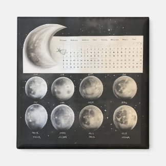 Klassieke maanfasen - Retro Celestial Calendar PR Magneet