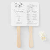 Klassieke Magnolia Zwart Wit Huwelijksprogramma Handwaaier (Voorkant en achterkant)