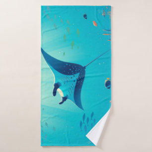 Klassieke, manta ray kustkunst badhanddoek