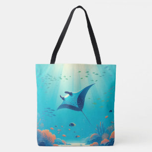 Klassieke, manta ray kustkunst draagtas