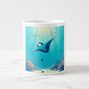 Klassieke, manta ray kustkunst extra grote beker