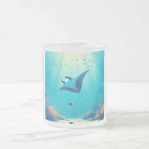 Klassieke, manta ray kustkunst matglas koffiemok