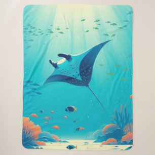 Klassieke, manta ray kustkunst sherpa deken