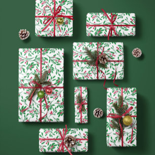 Klassieke maretak- Kerst verpakkingsvellen Inpakpapier Vel